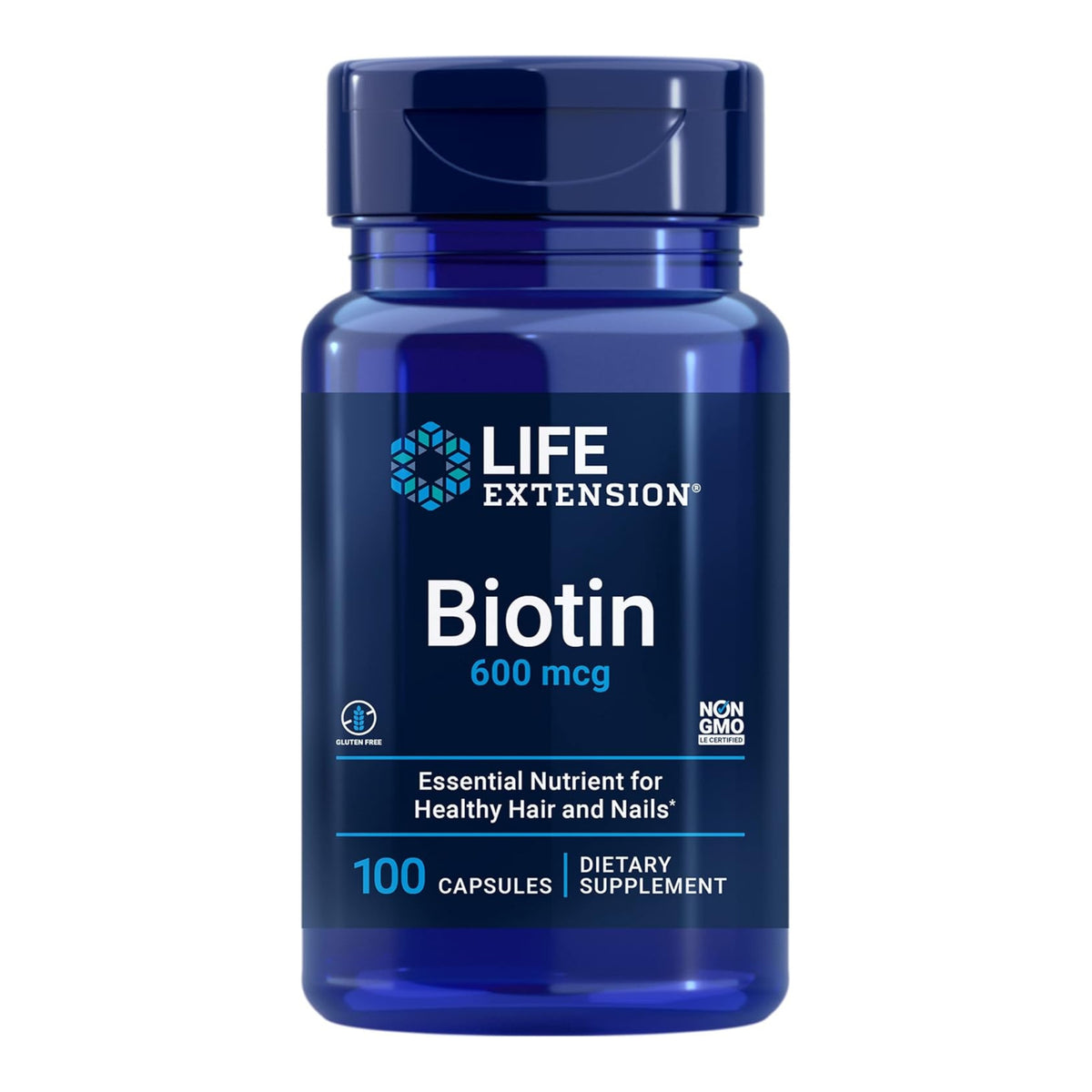 Life Extension | Biotin 600 mcg, 100 capsules | لايف اكستنشن بايوتين 100 كبسولة