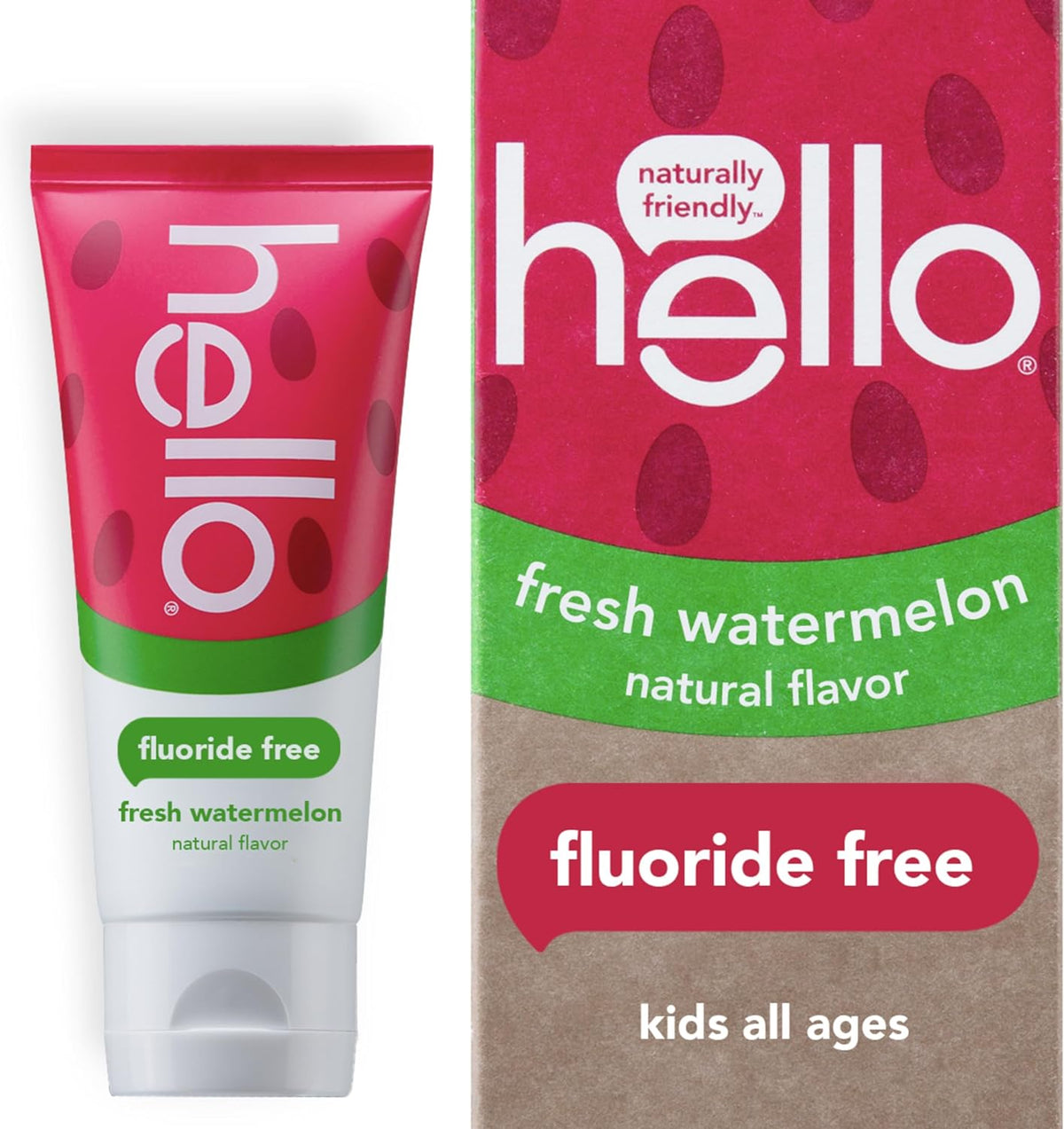 hello | Kids Natural Watermelon Fluoride Free Toothpaste | هلو معجون اسنان للاطفال بالبطيخ خالي من الفلورايد