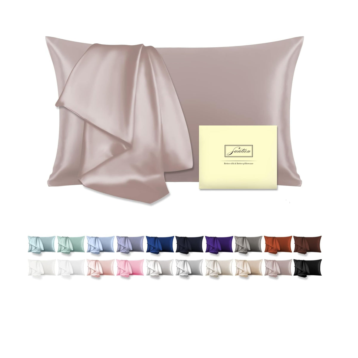 Suatien | Mulberry Silk Pillowcase for Hair and Skin Standard Size 20X 26 | سوتاين وجه مخدة من الحرير الملبيري لحماية الشعر و الوجه