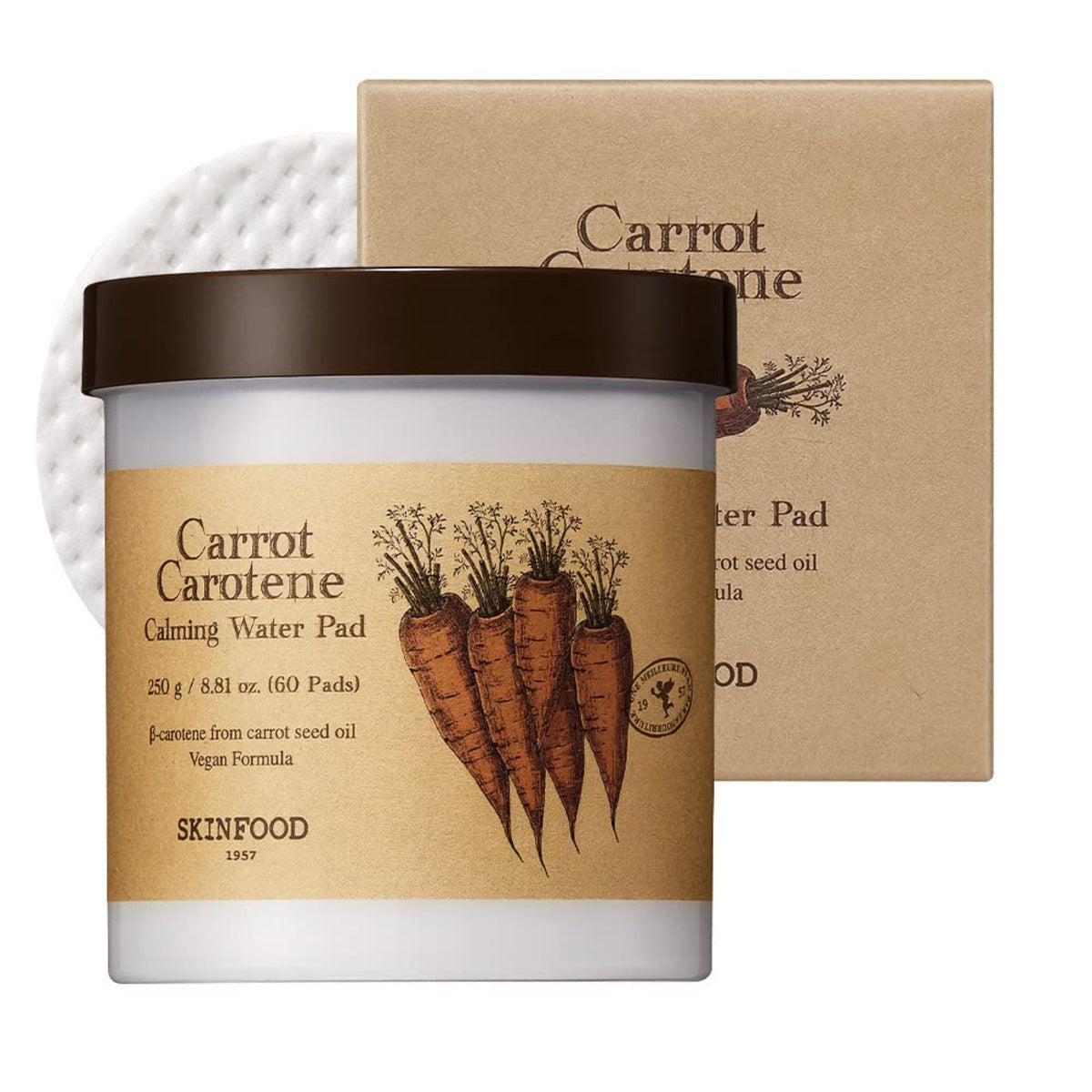 Skinfood | Carrot Carotene Calming Water Pad 250g 60 Pads | سكن فود تونر بادز بخلاصة الجزر