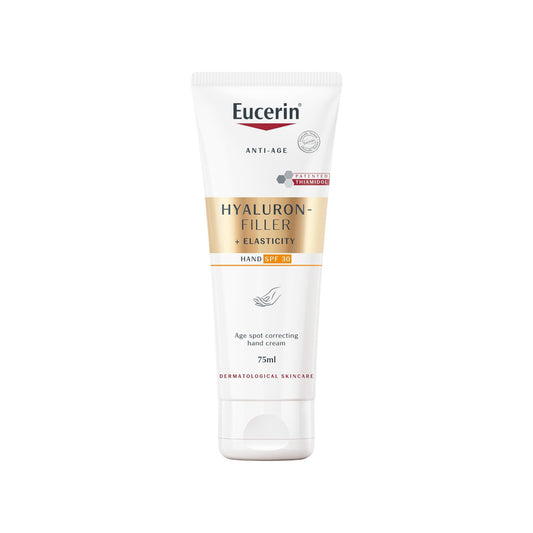 Eucerin | Hyaluron-Filler + Elasticity Age Spot Correcting Hand Cream SPF 30 | يوسيرين كريم يد هيالورون لمعالجة مشاكل تقدم السن و مصحح للتصبغات و البقع الداكنة